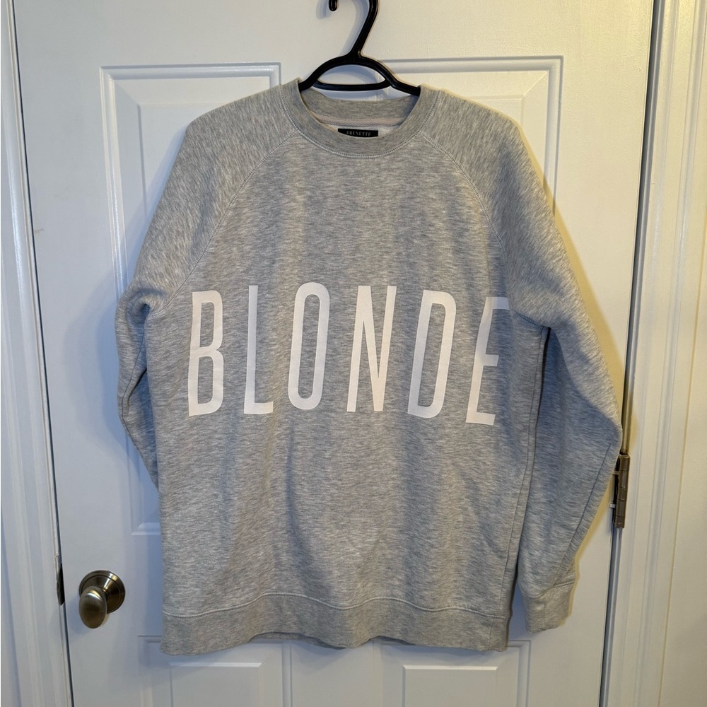 Brunette the Label | “Blonde” Grey Crew Neck Sweater | Size M/L - Picture 1 of 5